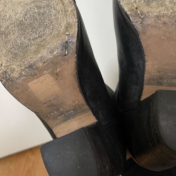 Rag & Bone black leather heeled ankle booties with strap size EU 38 US 8 - Picture 7 of 9